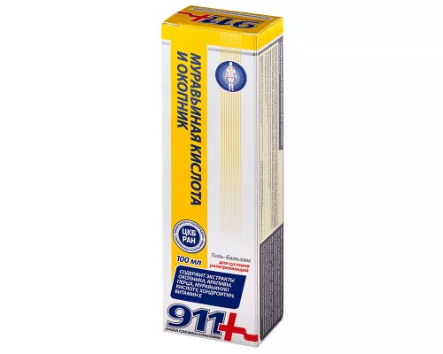 911 Мурашина кислота і Живокіст, гель-бальзам для тіла розігріваючий, 100 мл | интернет-аптека Farmaco.ua