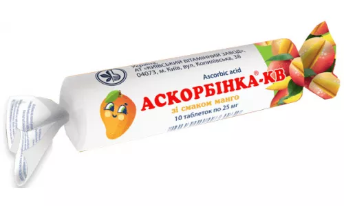 Аскорбинка-КВ, таблетки, со вкусом манго, №10 | интернет-аптека Farmaco.ua