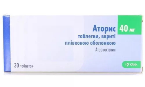 Аторис, таблетки вкриті оболонкою, 40 мг, №30 | интернет-аптека Farmaco.ua