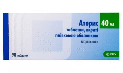 Аторис, таблетки вкриті оболонкою, 40 мг, №90 | интернет-аптека Farmaco.ua