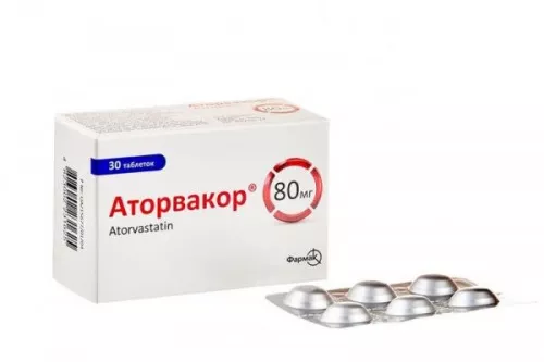 Аторвакор®, таблетки вкриті оболонкою, 80 мг, №30 | интернет-аптека Farmaco.ua