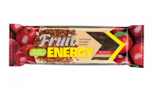 Батончик фруктовий Fruit Energy, Яблуко + насіння льону, 30 г | интернет-аптека Farmaco.ua
