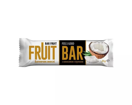 Fruit Bar, батончик-мюслі, з кокосовою стружкою, у глазурі, 25 г | интернет-аптека Farmaco.ua