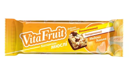 Vita Fruit, батончик-мюслі, медова динька у глазурі, 25 г | интернет-аптека Farmaco.ua