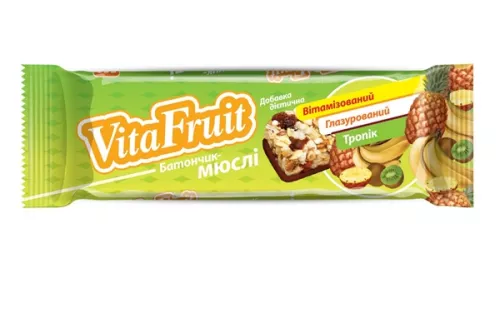 Vita Fruit, батончик-мюслі, тропік у глазурі, 25 г | интернет-аптека Farmaco.ua