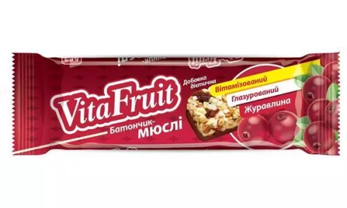 Vita Fruit, батончик-мюслі, журавлина у глазурі, 25 г | интернет-аптека Farmaco.ua