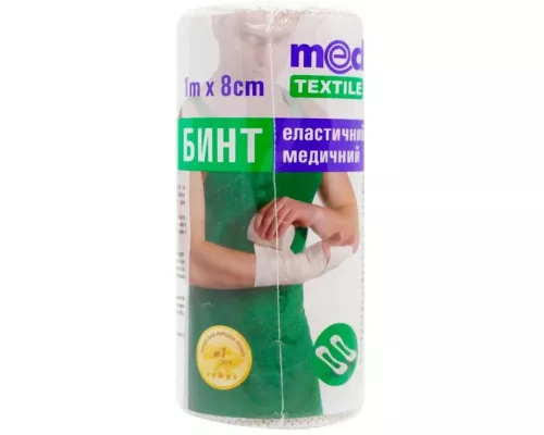 MedTextile, бинт еластичний, медичний, середньої розтяжності, 1 м х 8 см, 02 х 80 х1 | интернет-аптека Farmaco.ua