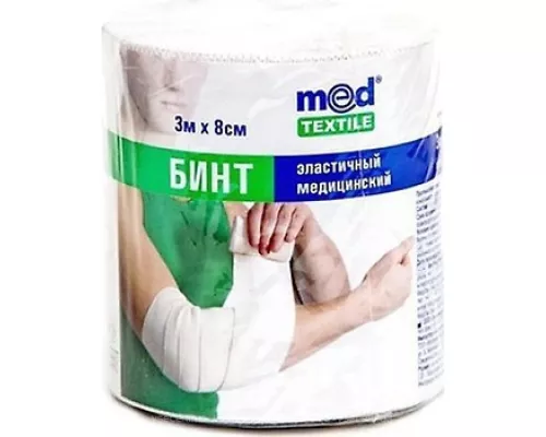 MedTextile, бинт еластичний, медичний, середньої розтяжності, 3 м х 8 см, 02 х 80 х 3 | интернет-аптека Farmaco.ua