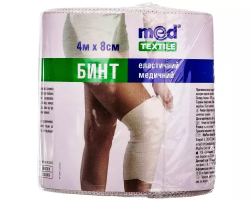 MedTextile, бинт еластичний, медичний, середньої розтяжності, 4 м х 8 см, 02 х 80 х 4 | интернет-аптека Farmaco.ua