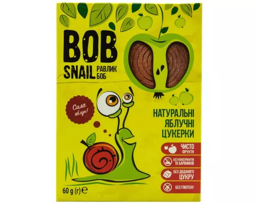 Bob Snail, цукерки натуральні, з яблуком, 60 г | интернет-аптека Farmaco.ua