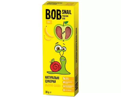 Bob Snail, цукерки натуральні, яблуко-банан, 30 г | интернет-аптека Farmaco.ua