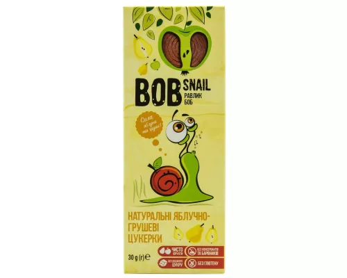 Bob Snail, цукерки натуральні, з яблуком та грушею, 30 г | интернет-аптека Farmaco.ua