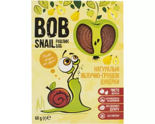 Bob Snail, цукерки натуральні, з яблуком та грушею, 60 г | интернет-аптека Farmaco.ua