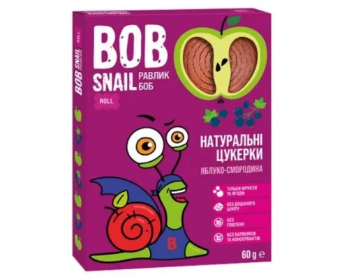 Bob Snail, цукерки натуральні, з яблуком та смородиною, 60 г | интернет-аптека Farmaco.ua