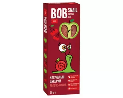 Bob Snail, цукерки натуральні, з яблуком та вишнею, 30 г | интернет-аптека Farmaco.ua
