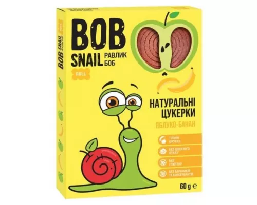Bob Snail, цукерки натуральні, з яблуком та бананом, 60 г | интернет-аптека Farmaco.ua