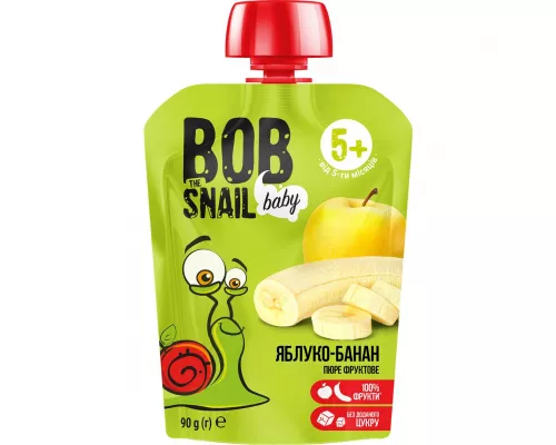 Bob Snail, пюре для дітей, яблуко-банан, 90 г | интернет-аптека Farmaco.ua