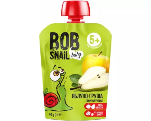 Bob Snail, пюре для дітей, яблуко-груша, 90 г | интернет-аптека Farmaco.ua