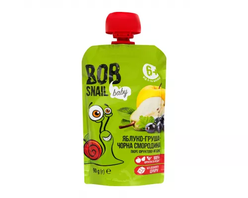 Bob Snail, пюре для детей, яблоко-груша-чёрная смородина, 90 г | интернет-аптека Farmaco.ua