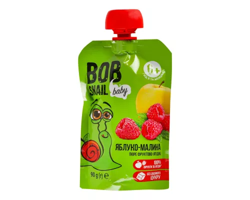 Bob Snail, пюре для дітей, яблуко-малина, 90 г | интернет-аптека Farmaco.ua