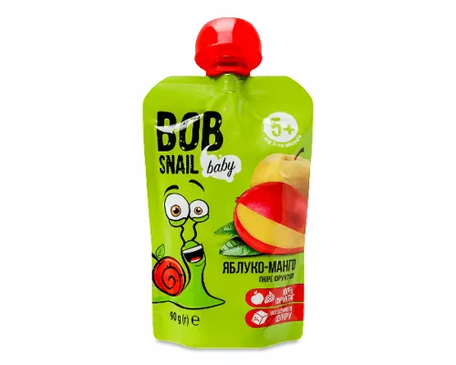 Bob Snail, пюре для дітей, яблуко-манго, 90 г | интернет-аптека Farmaco.ua