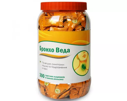 Бронхо Веда, льодяники трав'яні, зі смаком апельсину, №300 | интернет-аптека Farmaco.ua