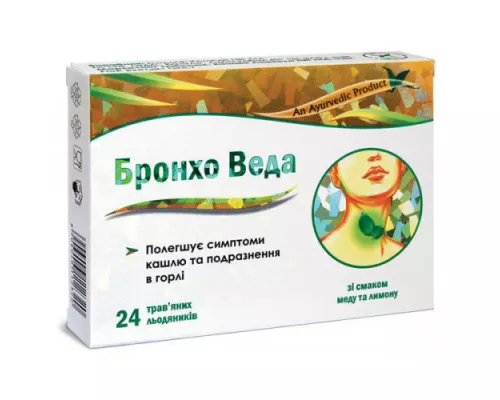 Бронхо Веда, леденцы травяные, со вкусом мёда и лимона, №24 | интернет-аптека Farmaco.ua