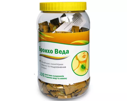 Бронхо Веда, льодяники трав'яні, зі смаком меду та лимону, №300 | интернет-аптека Farmaco.ua