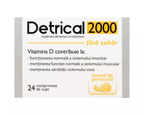 Детрікал 2000, таблетки для розсмоктування, 2000 МО, апельсин, №24 | интернет-аптека Farmaco.ua