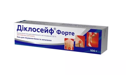 Діклосейф Форте, емульсія гель для зовнішнього застосування, туба 100 г, 2.32% | интернет-аптека Farmaco.ua