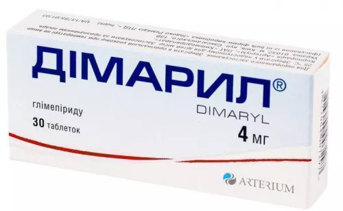 Димарил, таблетки 4 мг, №30 (10х3) | интернет-аптека Farmaco.ua