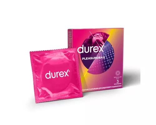Durex Pleasuremax, презервативи рельєфні/ребристі з крапковою структурою, №3 | интернет-аптека Farmaco.ua