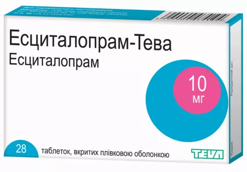 Эсциталопрам-Тева, таблетки, 10 мг, №28 | интернет-аптека Farmaco.ua