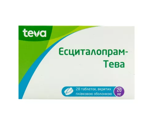 Эсциталопрам-Тева, таблетки покрытые оболочкой, 20 мг, №28 | интернет-аптека Farmaco.ua