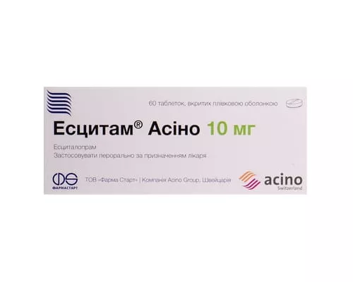 Эсцитам Асино, таблетки покрытые оболочкой, 10 мг, №60 | интернет-аптека Farmaco.ua