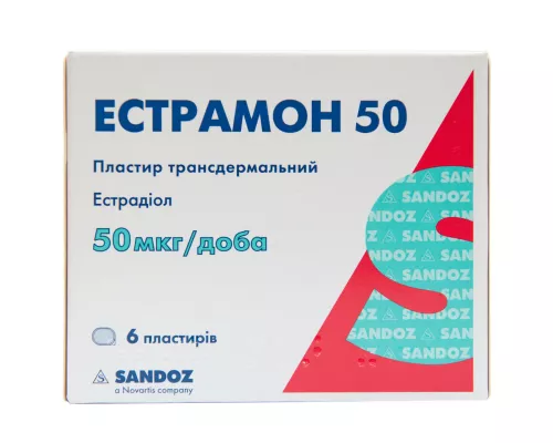 Естрамон 50, пластир трансдермальний, 50 мкг/доба, пакет, №6 | интернет-аптека Farmaco.ua