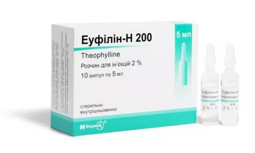 Еуфілін-Н 200, розчин для ін'єкцій, ампули 5 мл, 2%, №10 | интернет-аптека Farmaco.ua