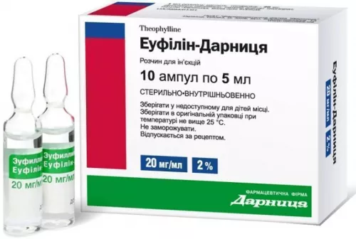 Эуфиллин-Н 200, раствор для инъекций, ампулы 5 мл, 2%, №10 | интернет-аптека Farmaco.ua