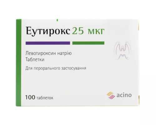 Еутирокс, таблетки, 25 мкг, №100 | интернет-аптека Farmaco.ua