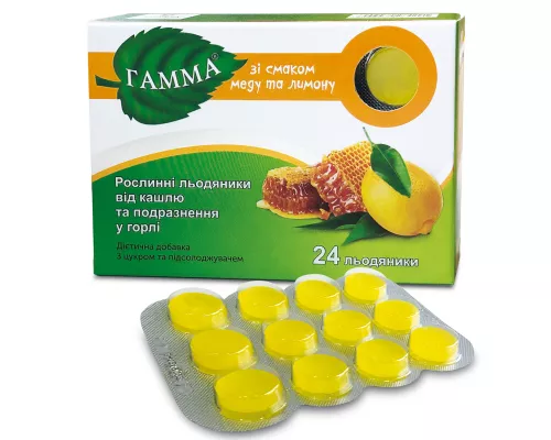 Гамма, льодяники рослинні, зі смаком меду та лимону, №24 | интернет-аптека Farmaco.ua