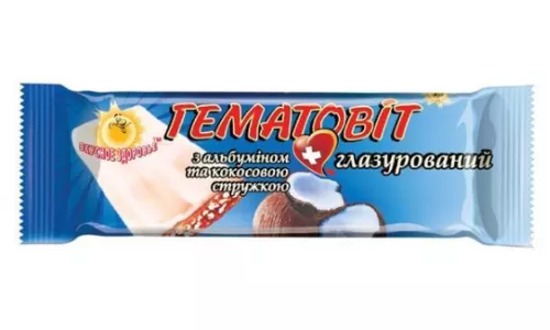 Гематовіт Альбумін і кокосова стружка, батончик глазурований, 40 г | интернет-аптека Farmaco.ua