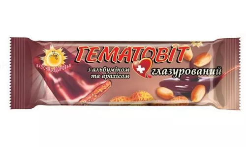 Гематовіт з альбуміном та арахісом у глазурі, 40 г | интернет-аптека Farmaco.ua