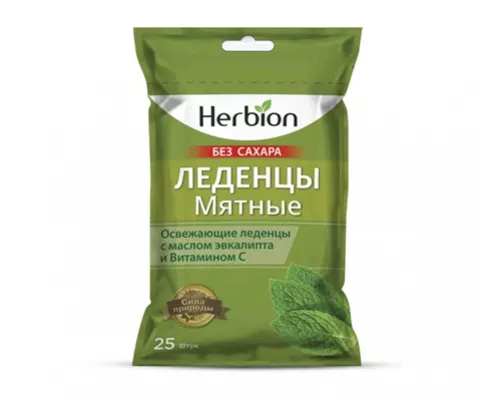 Хербіон, льодяники, без цукру, зі смаком м'яти, №25 | интернет-аптека Farmaco.ua