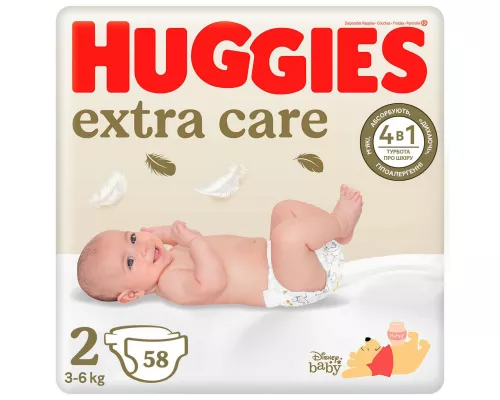 Huggies Extra Care, підгузки дитячі, розмір 2, №58 | интернет-аптека Farmaco.ua