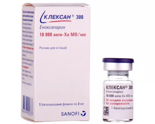 Клексан® 300, розчин для ін'єкцій, монодоза 3 мл, 10 000 анти-Ха МО/мл, №1 | интернет-аптека Farmaco.ua
