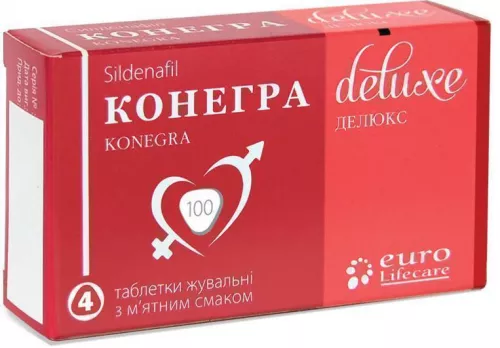 Конегра Делюкс, таблетки жевательные, 100 мг, №4 | интернет-аптека Farmaco.ua