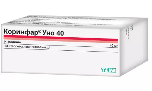 Коринфар® Ретард, таблетки пролонгированного действия, 40 мг, №100 | интернет-аптека Farmaco.ua
