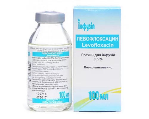 Левофлоксацин, раствор для инфузий, флакон 100 мл, 0.5% | интернет-аптека Farmaco.ua