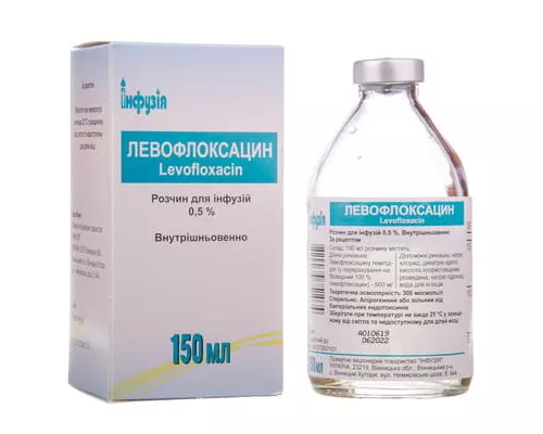 Левофлоксацин, раствор для инфузий, флакон 150 мл, 0.5% | интернет-аптека Farmaco.ua