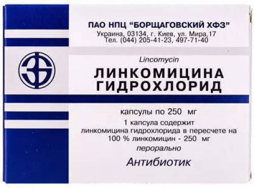 Линкомицина гидрохлорид, капсулы 250 мг, №20 | интернет-аптека Farmaco.ua